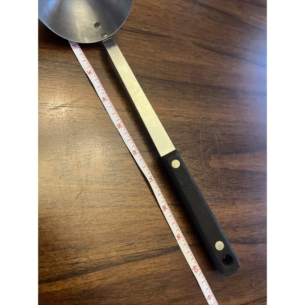 Vintage Ace Kitchen Stainless Steel Soup Ladle, Black Handle, Made in USA, Chef